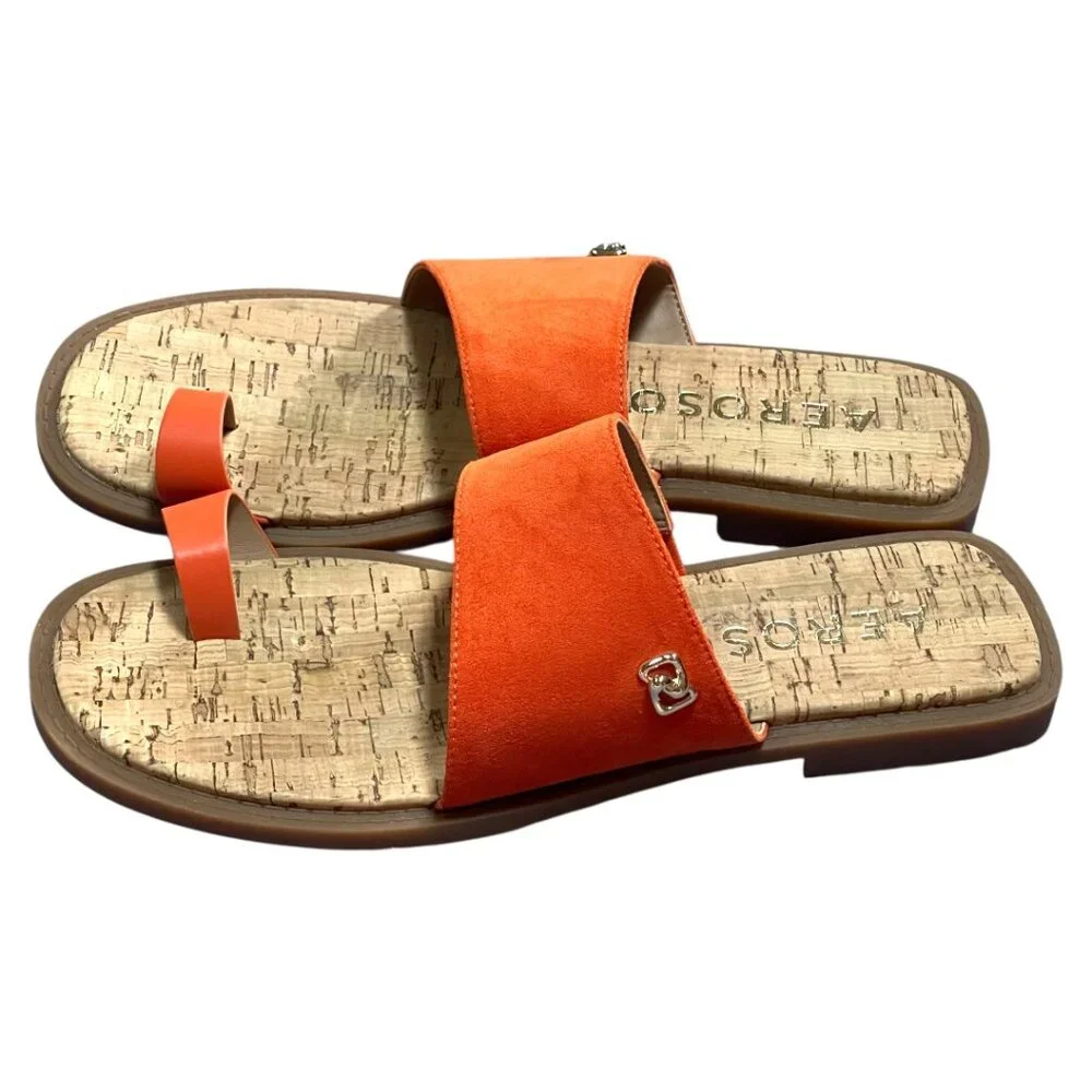 Aerosoles Women's Carder Faux Suede Flat Sandal Sz 9